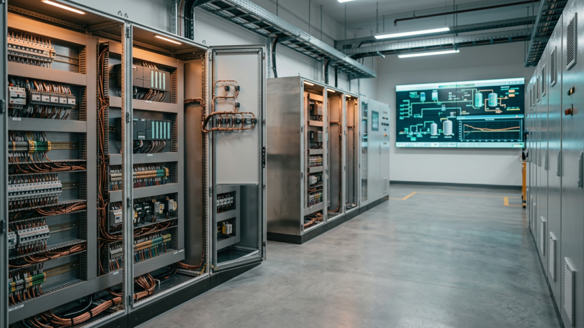 Jade Energy technician commissioning an oil and gas automation control panel